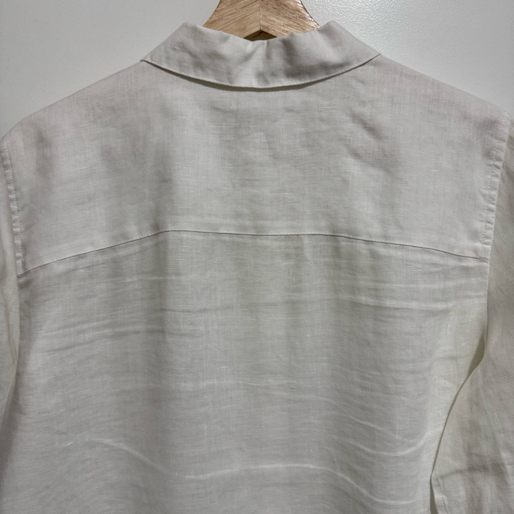 Chico’s No Iron 100% Linen Button Down Shirt Women Large Classic White - Picture 8 of 13